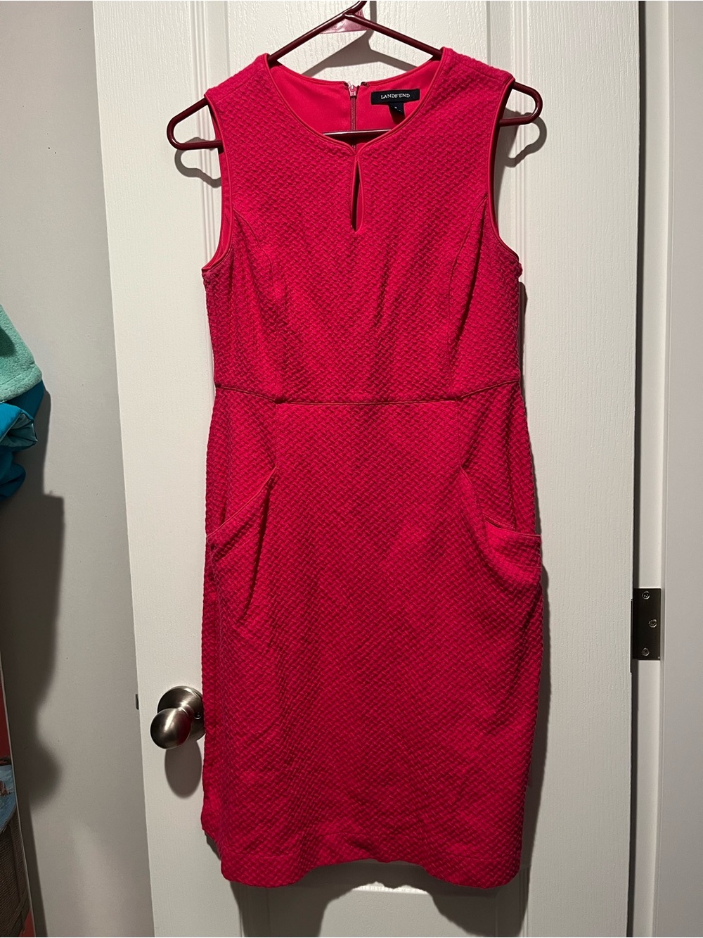 Lands End Pink Textured Sheath Dress
